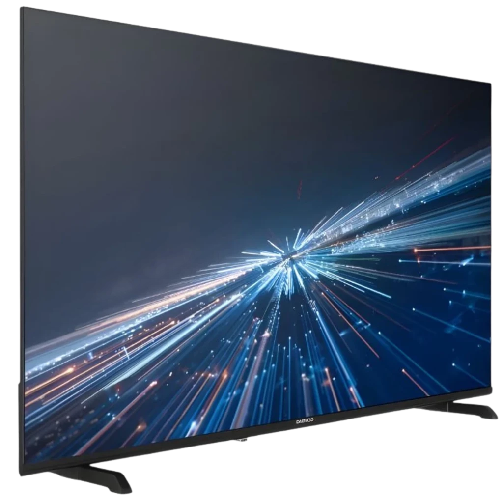 DAEWOO 50DM56QV 50" UHD Smart TV con pantalla delgada casi sin bordes, imagen 4K nítida y peanas laterales; diseño moderno y elegante