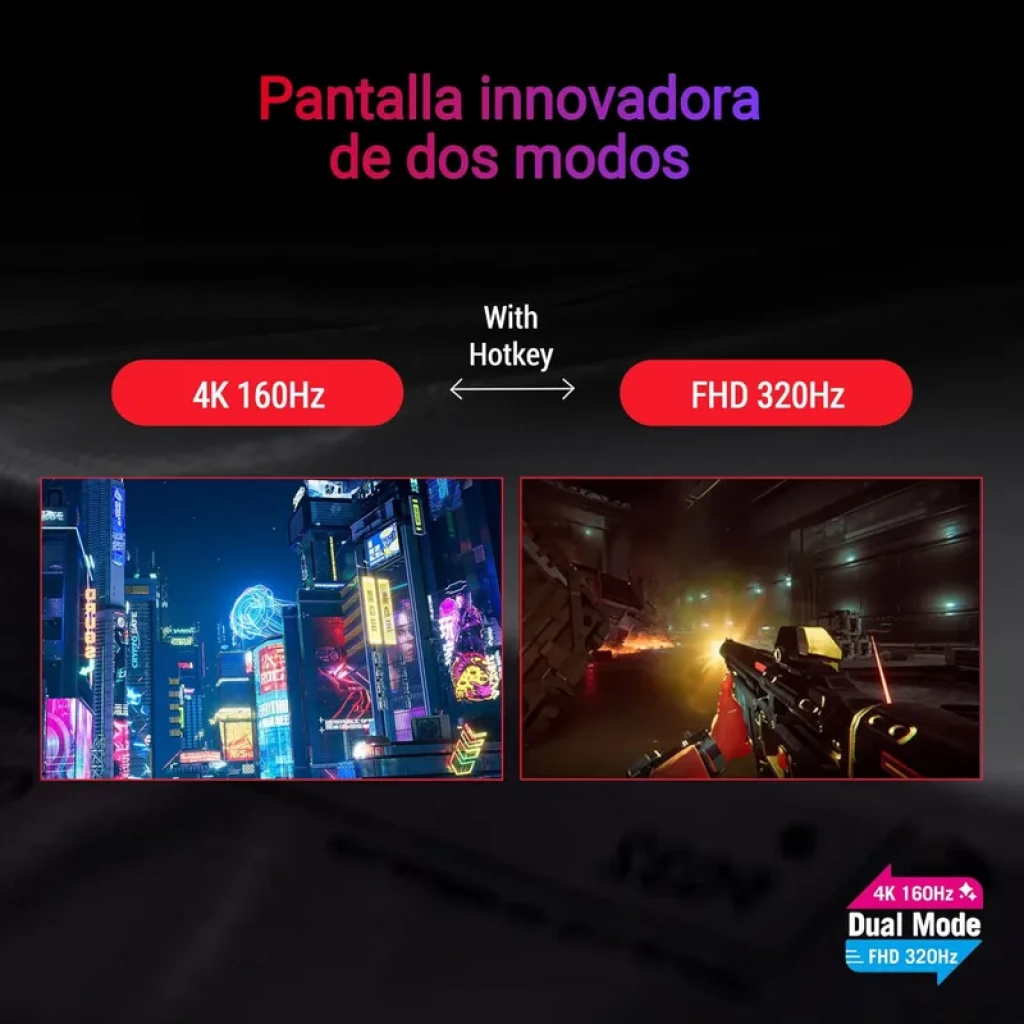ASUS ROG Strix XG27UCG 27 pulgadas 4K UHD, panel LCD negro con modo dual: 4K 160 Hz o FHD 320 Hz con tecla rápida, ideal para juego fluido y nítido