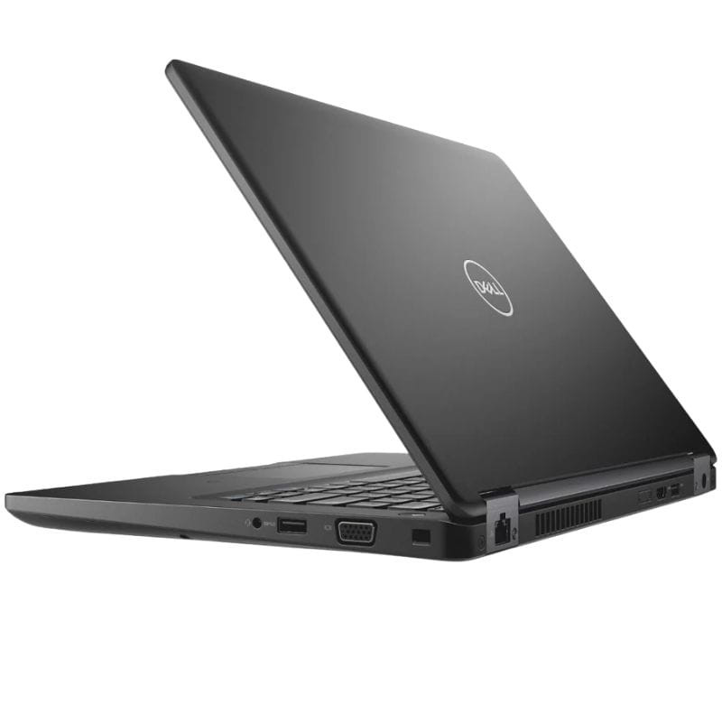 Ordinateur portable Dell Latitude 5490 noir, écran 14 pouces, châssis robuste, clavier chiclet, multiples ports dont VGA et USB, état rénové bon état