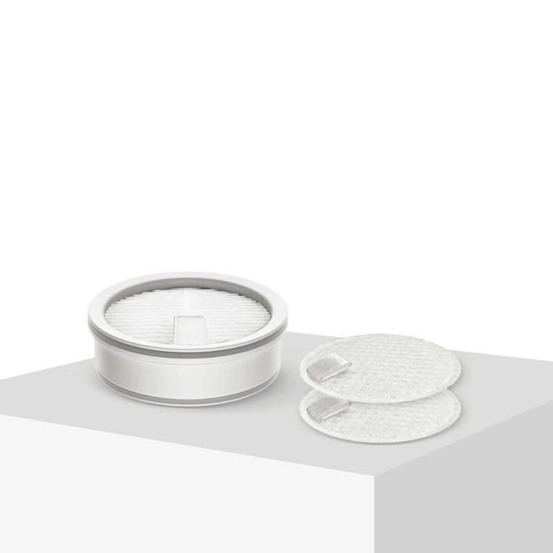 Pack de filtres pour Aspirateur Xiaomi Vacuum Cleaner P30 avec cartouche ronde plissée et deux disques blancs texturés, design blanc épuré