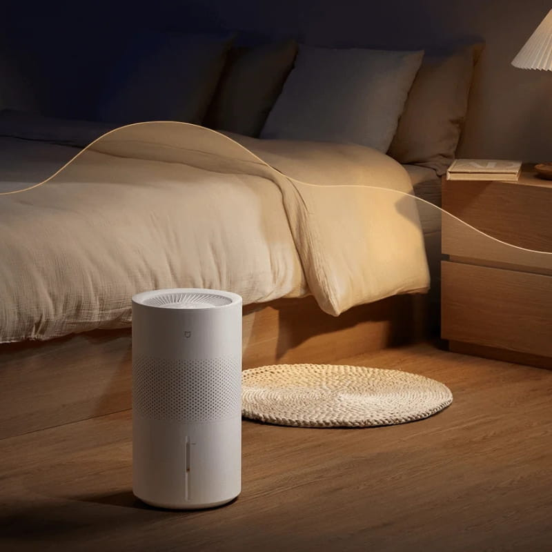 Xiaomi Mijia Smart Evaporative Humidifier Pro cilíndrico blanco, rejillas 360°, indicador de nivel de agua frontal, diseño minimalista para dormitorio