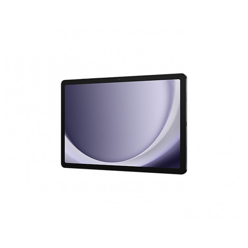 Tablet Samsung Galaxy Tab A9+ Wi-Fi 11 pulgadas en color gris con bordes finos y cámara frontal centrada, diseño delgado y moderno, 6 GB RAM y 128 GB