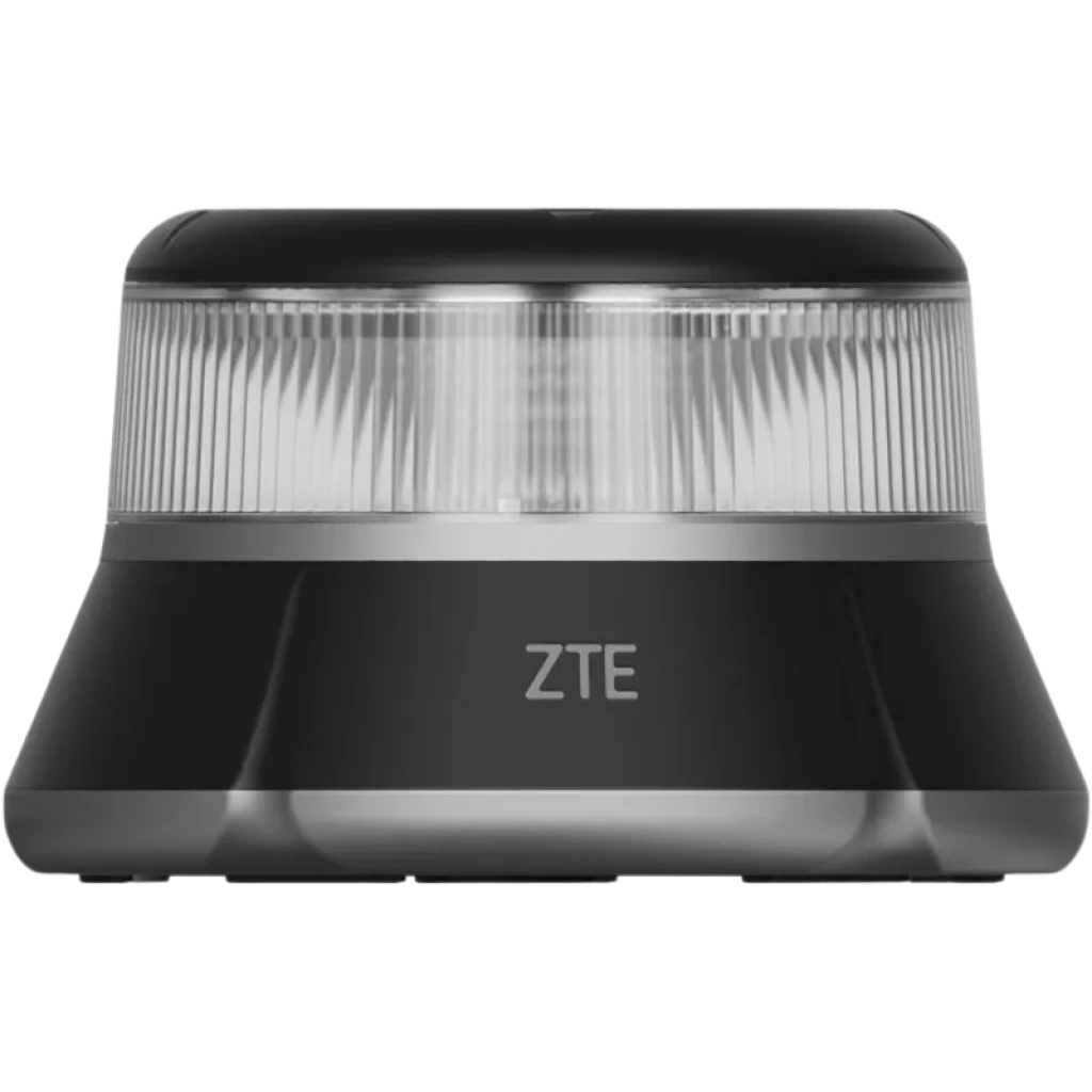 Baliza de emergência ZTE E1 V16 IP54: corpo preto compacto, lente translúcida 360°, base estável e luz LED intensa para sinalização automóvel