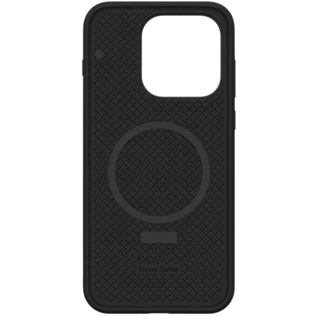 Funda Magnética OnePlus 15 Sandstone Negro con textura antideslizante, anillo magnético centrado, patrón geométrico y recorte amplio para cámara