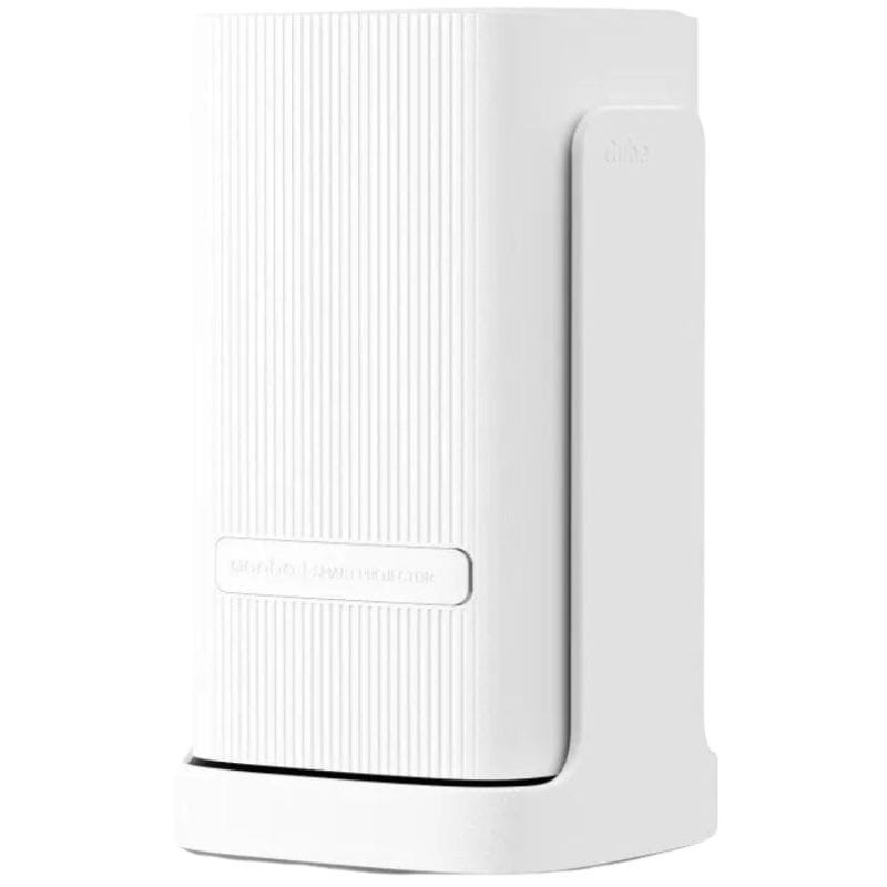 Proyector Wanbo Cube 1 Alpine White en acabado blanco mate, forma rectangular vertical con textura acanalada frontal y bordes redondeados, diseño compacto