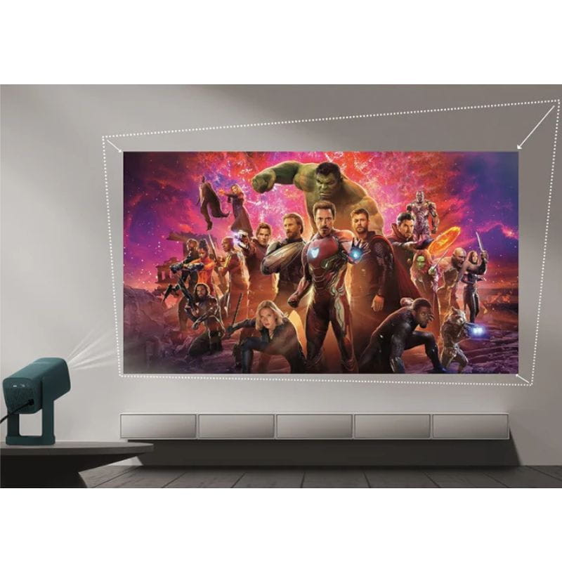 Projetor Wanbo Cube 1 verde escuro, compacto, projeta imagem grande em parede; correção de keystone, acabamento fosco, design minimalista HD Wi‑Fi 350