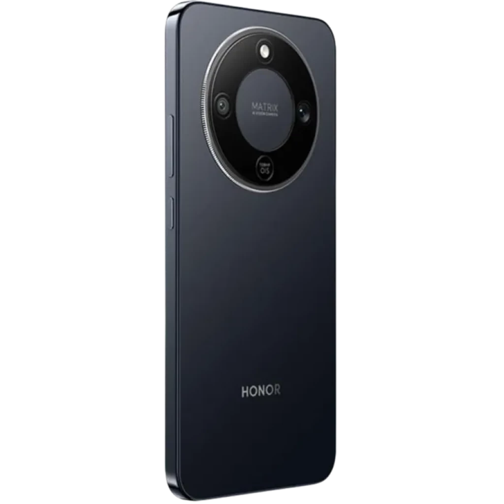 Honor X9D 5G Dual SIM preto com traseira fosca elegante, módulo circular MATRIX de câmeras triplas com OIS e anel metálico destacado, 12GB RAM 256GB