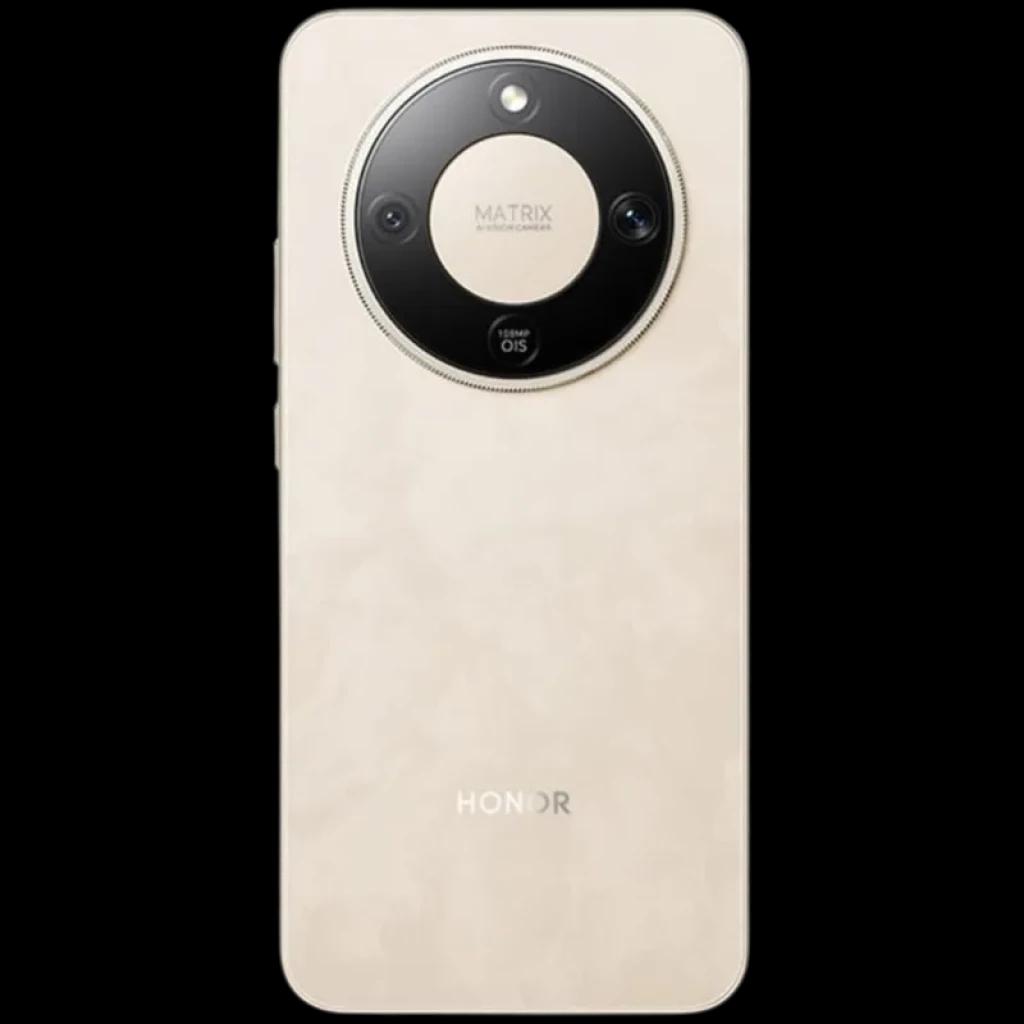 Honor X9D 5G dorado con trasera mate y módulo de cámara circular Matrix con triple lente y OIS; logo HONOR centrado inferior; diseño elegante y minimalista