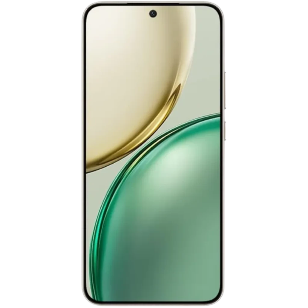 Honor X9D 5G dorado con pantalla amplia casi sin bordes, cámara frontal en orificio centrado, marco metálico fino y acabado bicolor dorado y verde