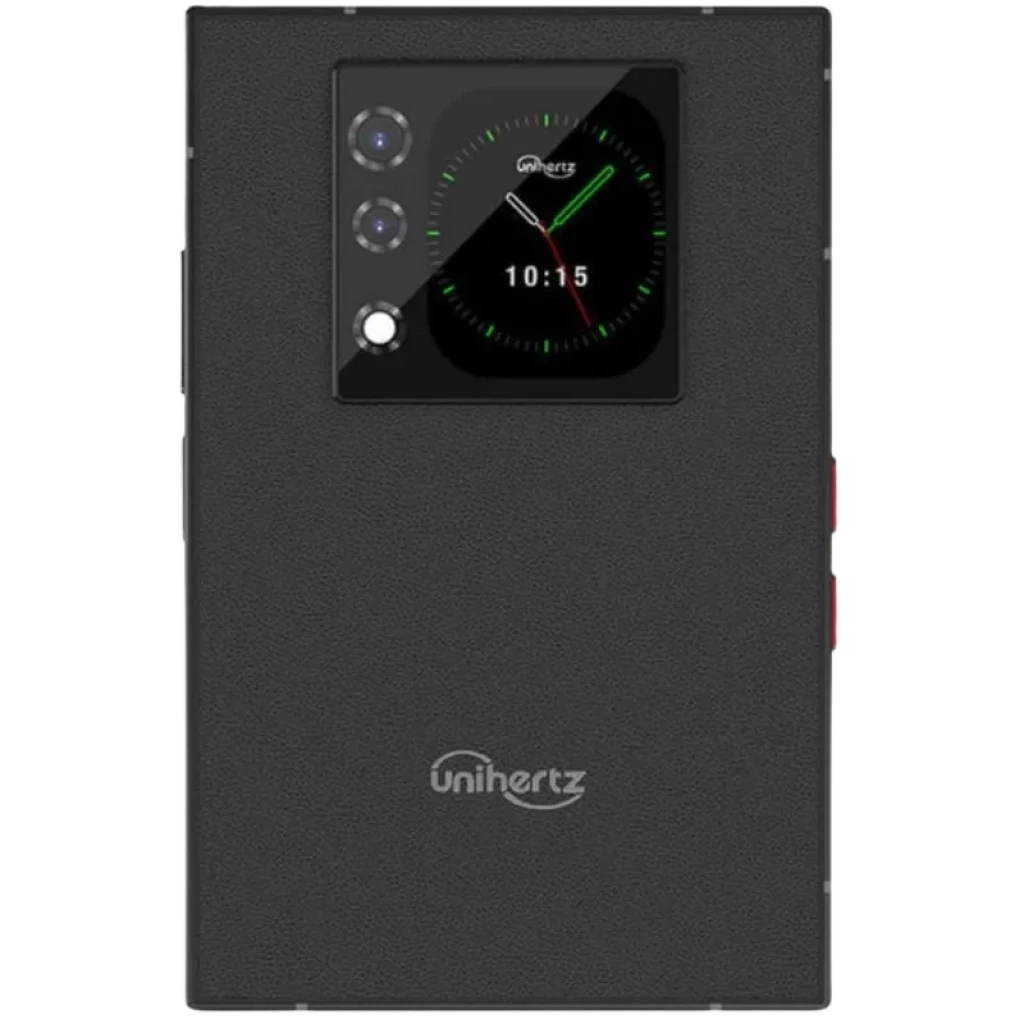 Unihertz Titan 2 5G Dual SIM 12GB/512GB con tapa trasera texturizada, módulo dual de cámara con flash y pantalla secundaria cuadrada con reloj digital