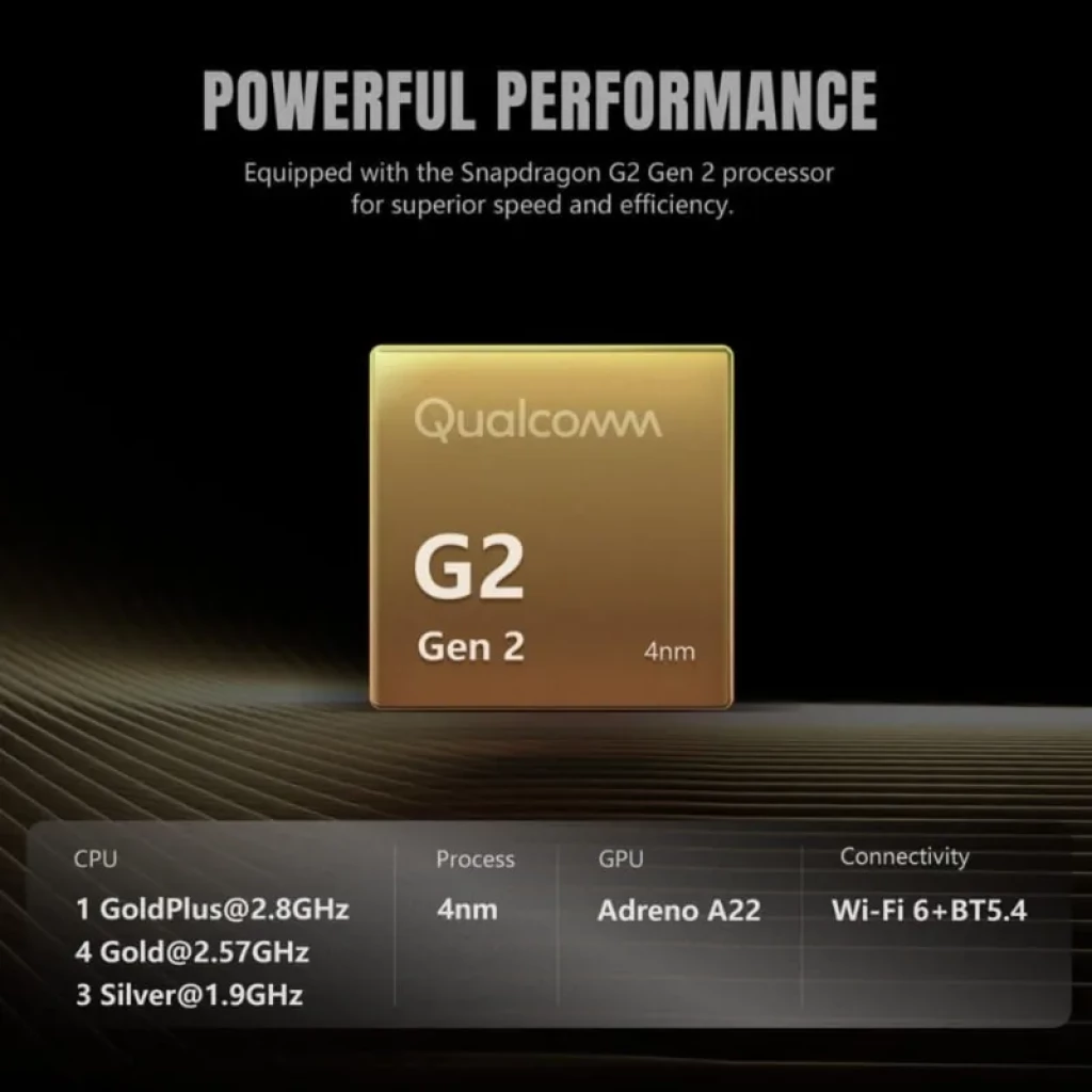 Retroid Pocket G2 Snapdragon G2 8GB/128GB púrpura con chip G2 Gen 2 de 4 nm, GPU Adreno A22 y Wi‑Fi 6+BT5.4; núcleos hasta 2.8 GHz para alto rendimiento