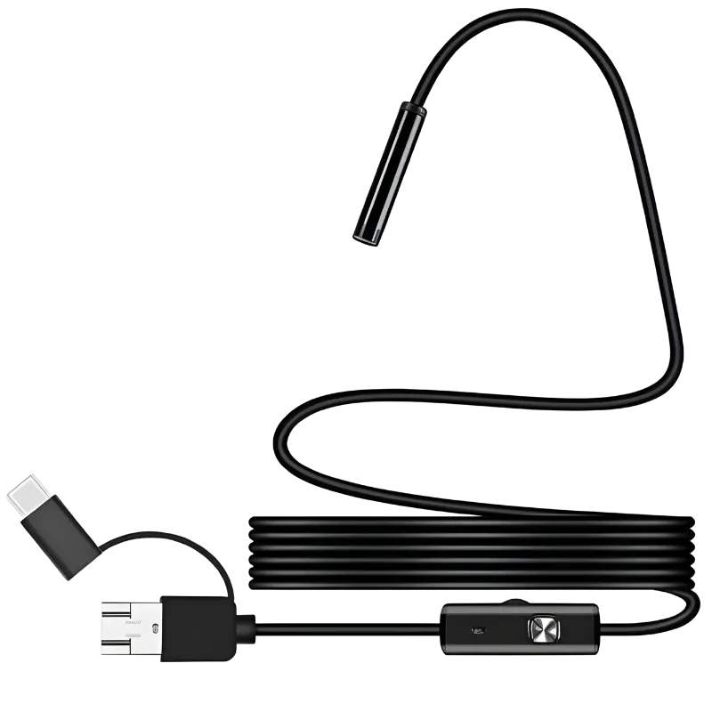 Endoscopio Digital 8mm Auto Focus 5MP (USB-A/MicroUSB/Type-C) – Soft Cable – 3.5 m