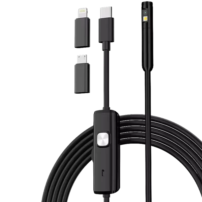 Endoscopio 8mm Dual Lens (Lightning/USB-C/MicroUSB) – Cable rígido – 3.5 m
