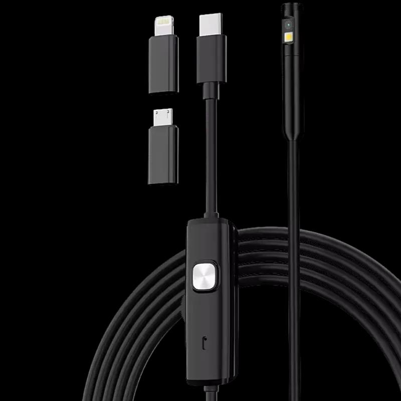 Endoscopio 8mm Dual Lens (Lightning/USB-C/MicroUSB) – Cable rígido – 3.5 m