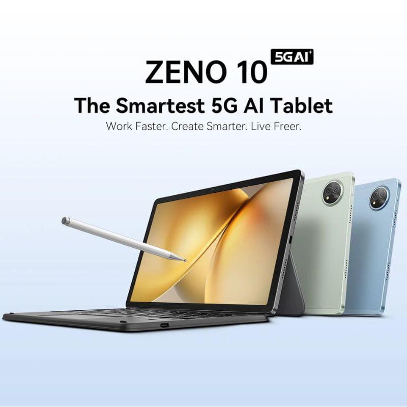 Tablette Blackview Zeno 10 5G bleu avec stylet et clavier: écran large bord fin, double caméra arrière, design fin en métal, 8 Go/256 Go.