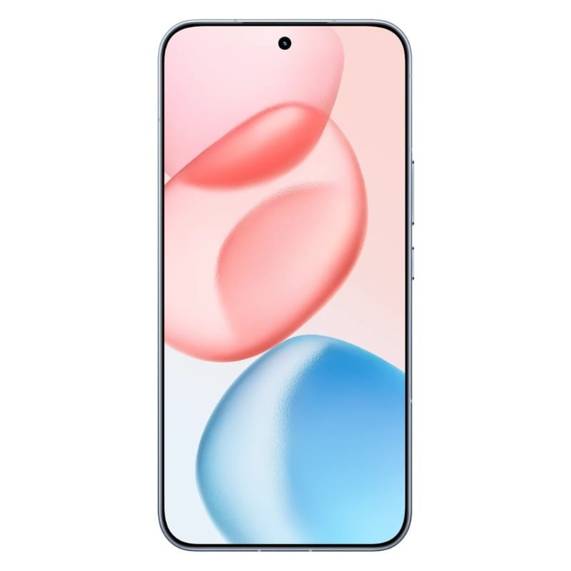 Honor 400 5G 12GB/256GB Azul com tela ampla sem bordas, furo central para câmera frontal e laterais metálicas prateadas com acabamento azul elegante