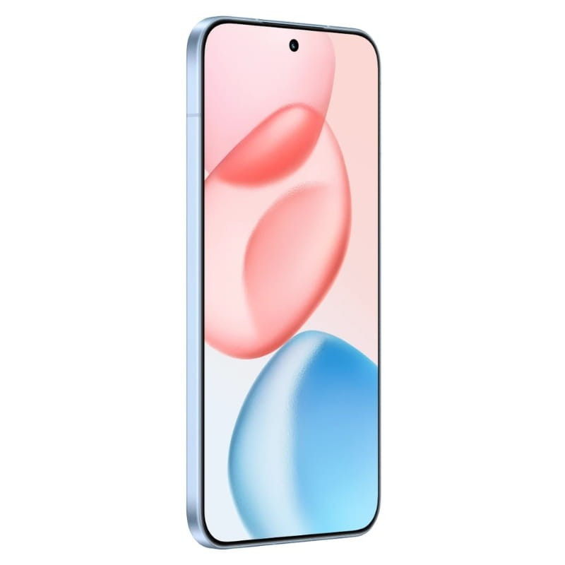 Honor 400 5G 12GB/256GB Azul com tela grande quase sem bordas, furo central para câmera frontal e laterais retas em alumínio fosco elegante