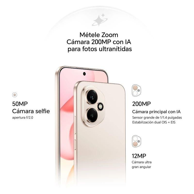 Etiqueta energética do Honor 400 5G azul: classe A, até 56 h 28 min de autonomia, flash potente, resistência IP65, bateria 1200 ciclos, QR code europeu