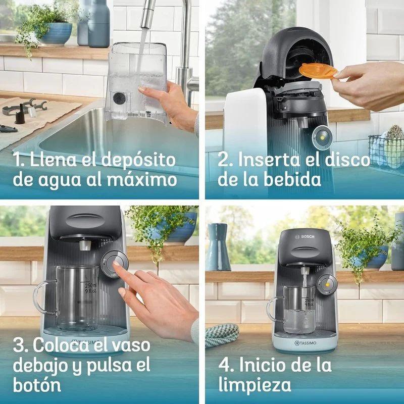 Bosch Tassimo Finesse TAS16B2, branca, com reservatório de água removível, botão frontal, suporte para copos e limpeza automática com disco de serviço