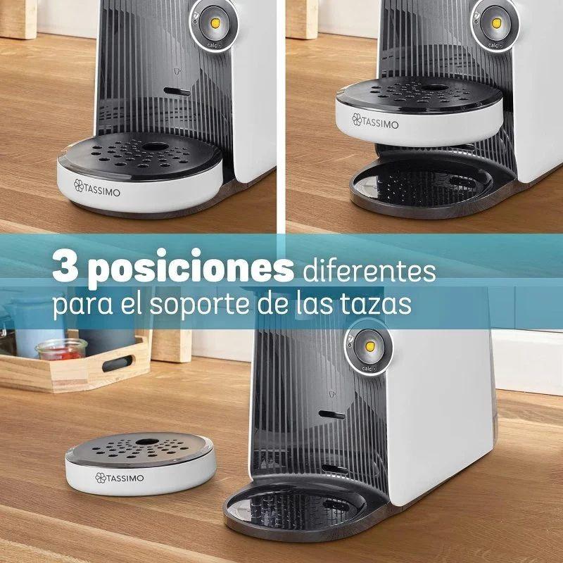 Bosch Tassimo Finesse TAS16B2 branca com suporte de xícaras ajustável em 3 alturas, bandeja removível perfurada e bico frontal compacto sobre base preta