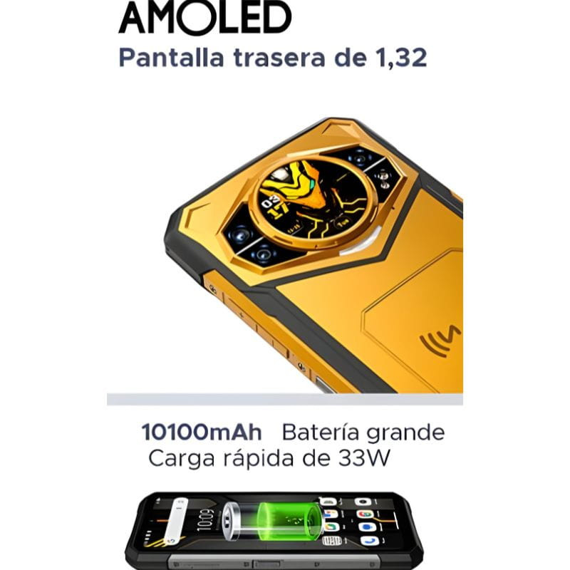 Doogee S200X 12GB/512GB VIP version Rugged Negro, lateral robusto en color negro con marcos metálicos, tornillos visibles y botón lateral texturizado