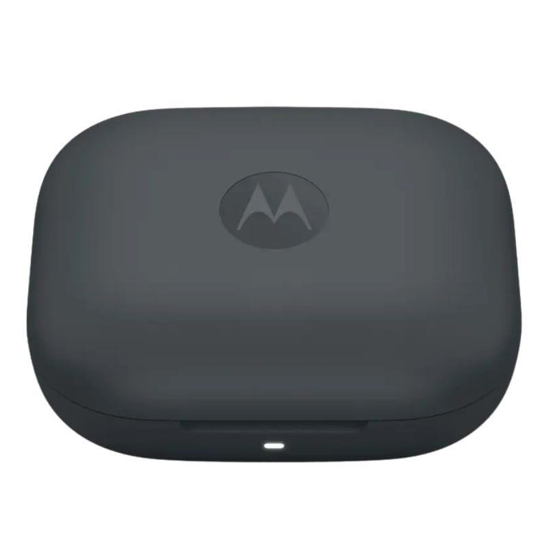 Motorola Moto Buds Bass Auriculares TWS Negro: earbuds intrauditivos negros, cuerpo brillante, vástago angular corto, almohadillas de silicona intercambiables