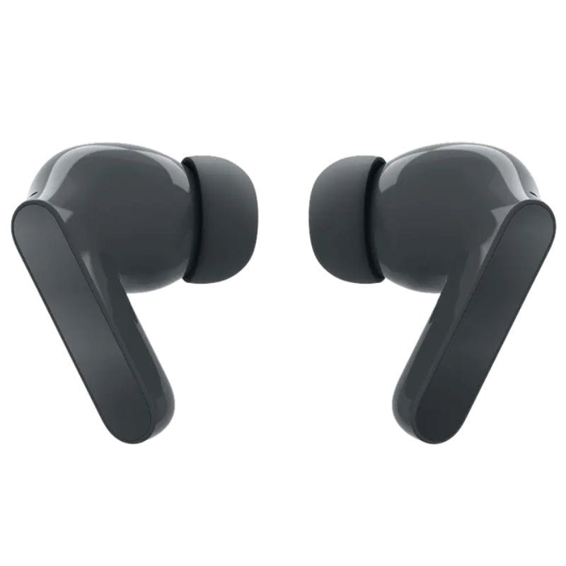 Motorola Moto Buds Bass Auriculares TWS Negro con estuche de carga compacto, acabado brillante, puntas intrauditivas y diseño ergonómico con vástago corto.