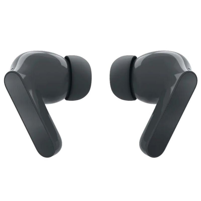 Motorola Moto Buds Bass Auriculares TWS Negro con estuche de carga compacto, acabado brillante, puntas intrauditivas y diseño ergonómico con vástago corto.