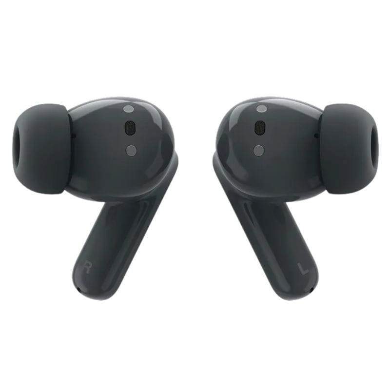 Auriculares TWS Motorola Moto Buds Bass negros, diseño in-ear con puntas de silicona, cuerpo brillante, vástago corto y acabado compacto y minimalista.