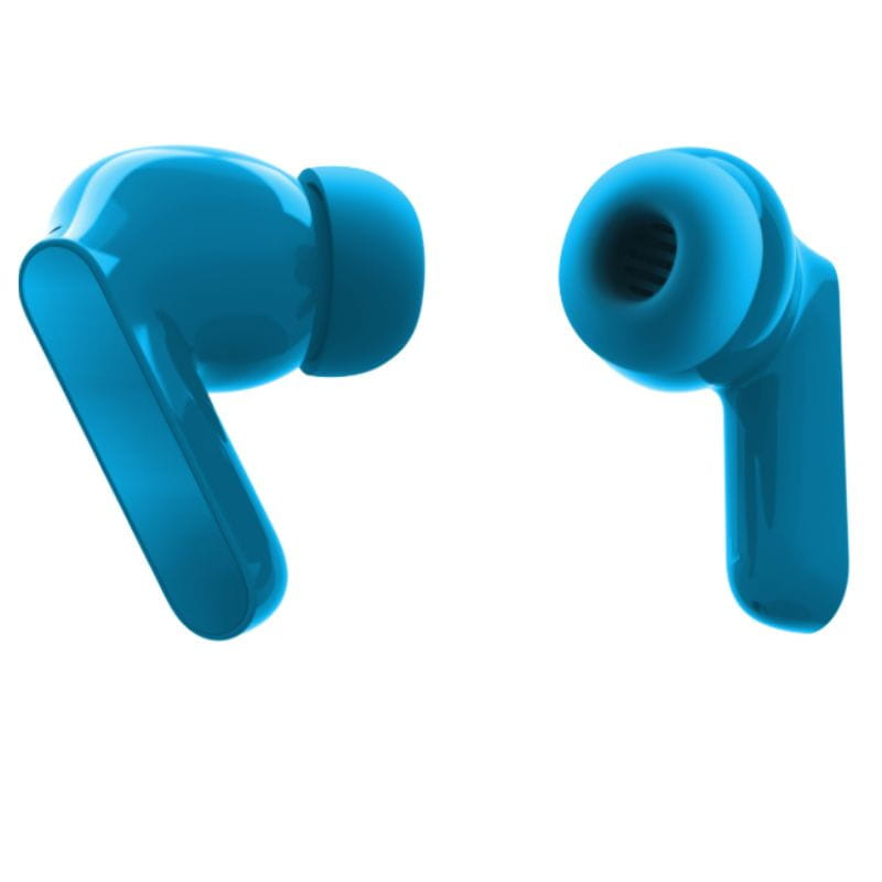 Motorola Moto Buds Bass Auriculares TWS Azul con estuche de carga compacto; diseño in-ear con puntas de silicona, acabado mate y LED frontal indicador.