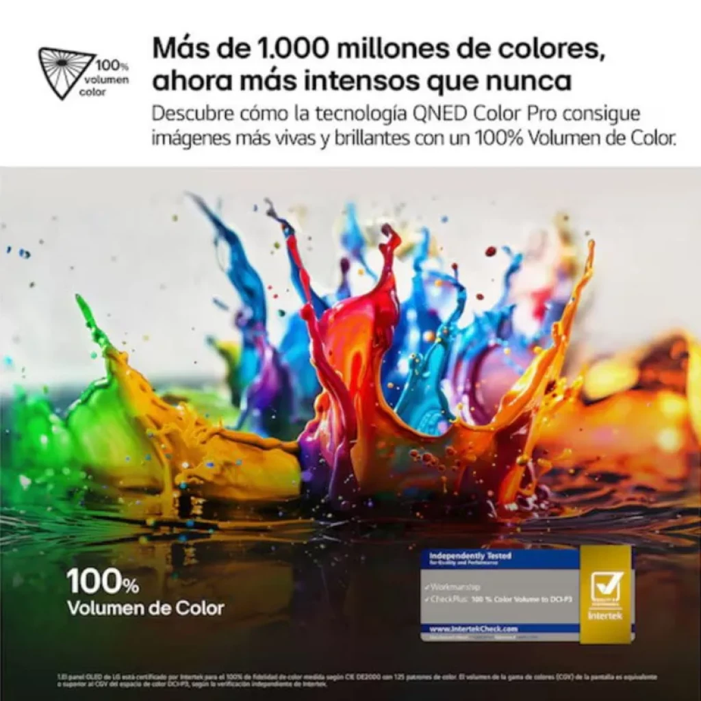 Pantalla LG 55QNED70A6A 55 pulgadas 4K QNED con colores vivos y 100% volumen de color, brillo intenso y certificación Intertek en WebOS Smart TV