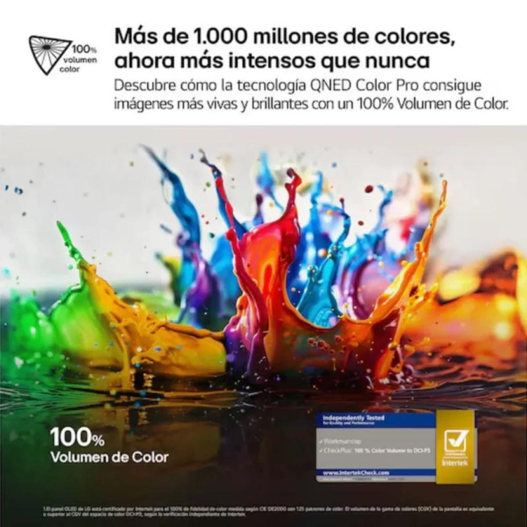 Pantalla LG 55QNED70A6A 55 pulgadas 4K QNED con colores vivos y 100% volumen de color, brillo intenso y certificación Intertek en WebOS Smart TV