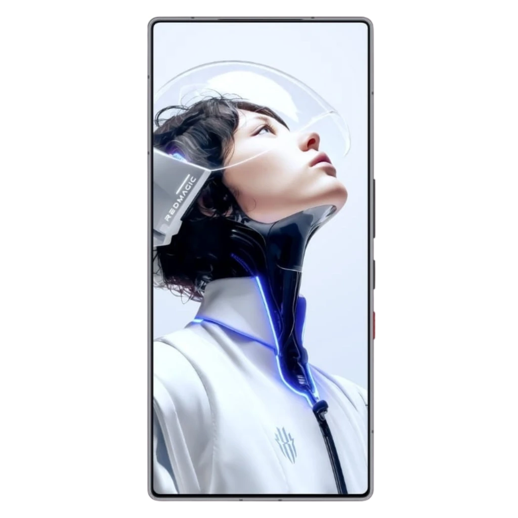 Nubia Redmagic 11 Pro 5G prata transparente Subzero com tela cheia sem bordas, câmera frontal discreta, laterais finas e botão lateral em destaque