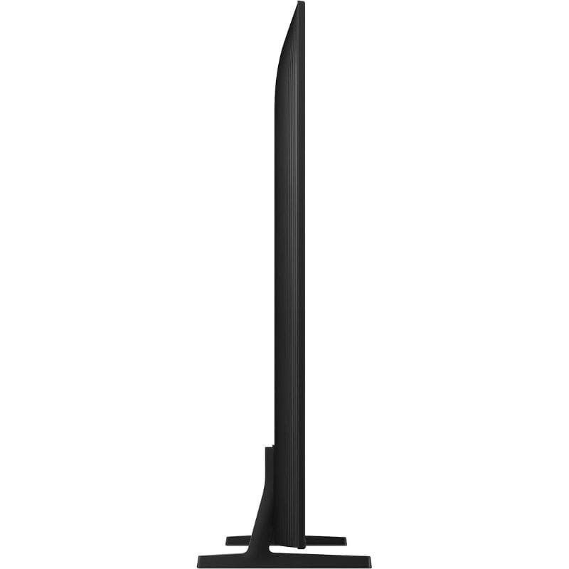 Perfil lateral ultradelgado en negro con soporte central; borde mínimo y diseño estilizado del Samsung QE65Q7F2AUXXH 65 QLED 4K Quantum HDR 2025 Wi‑Fi