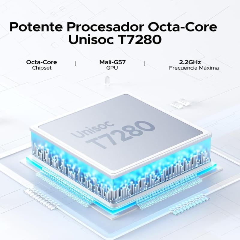 Doogee U13 13 6GB/256GB WiFi Negro con chip Unisoc T7280 Octa Core, GPU Mali G57 y 2.2 GHz; diseño negro elegante y rendimiento eficiente