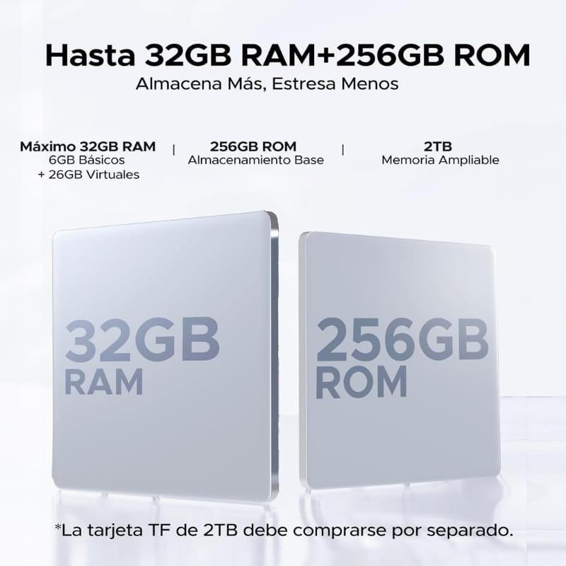 Doogee U13 13 6GB/256GB WiFi Negro con 6GB RAM + 26GB virtuales, 256GB de almacenamiento y ranura para tarjeta TF hasta 2TB, diseño en negro elegante