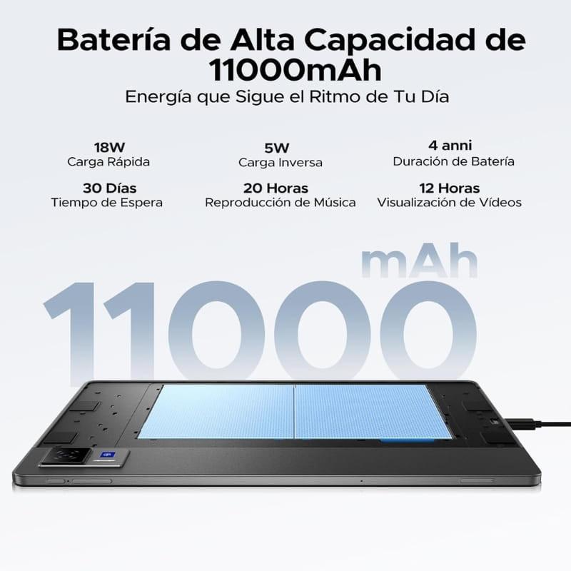 Doogee U13 13 6GB/256GB WiFi Negro con batería de 11000 mAh, carga rápida e inversa, hasta 4 días de uso, 30 días en espera y 12 h de video