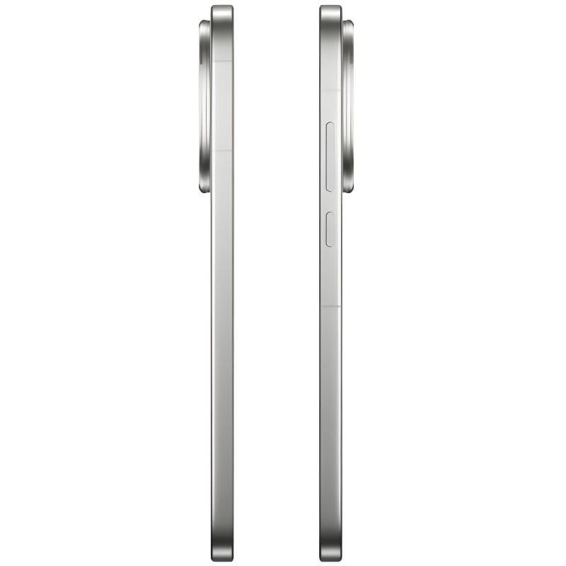 Realme GT 8 Pro 5G 12GB/256GB Branco visto de perfil, corpo fino em prata, botões laterais discretos, moldura metálica e módulo de câmera saliente