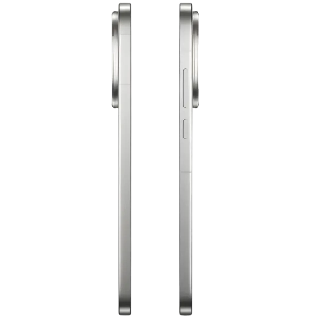 Realme GT 8 Pro 5G 16GB/512GB Branco visto de lado, corpo fino prateado, botões laterais e módulo de câmera saliente circular em destaque