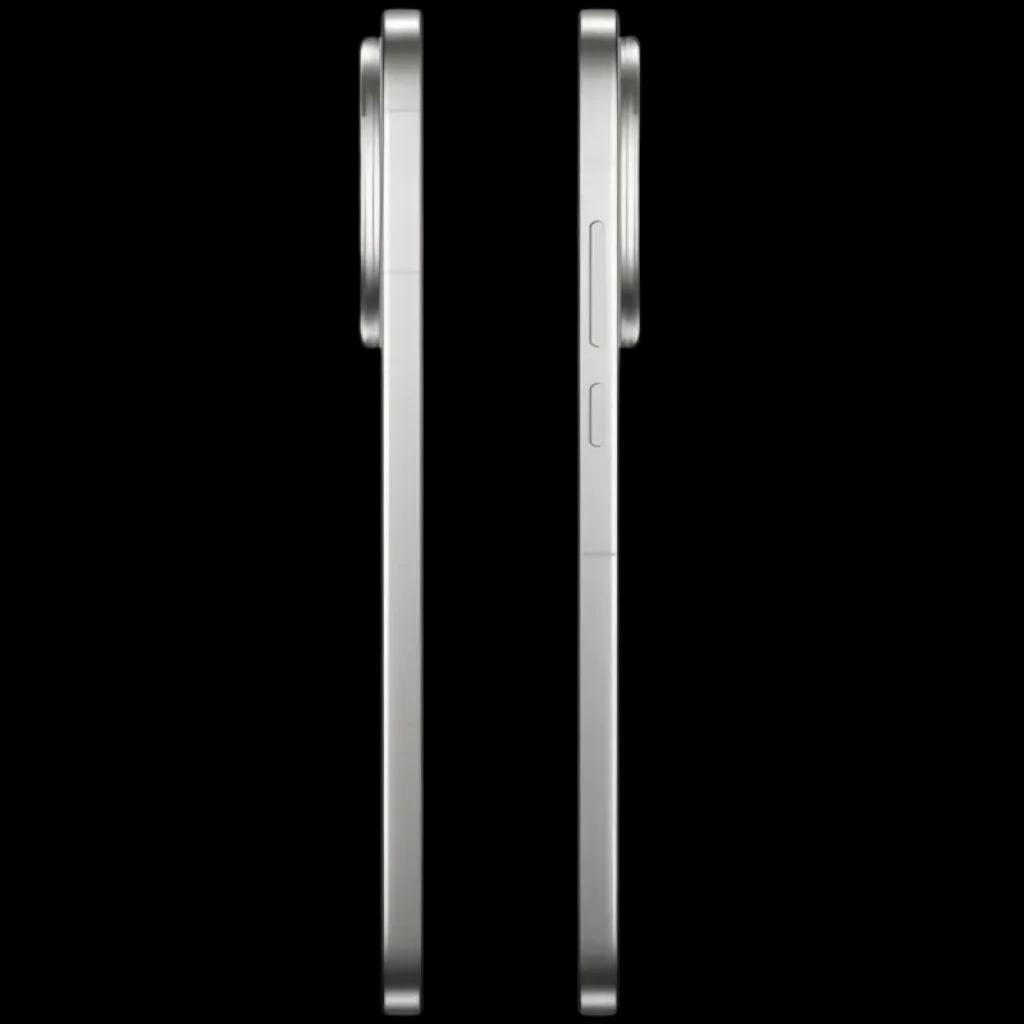 Realme GT 8 Pro 5G 16GB/512GB Branco visto de lado, corpo fino prateado, botões laterais e módulo de câmera saliente circular em destaque