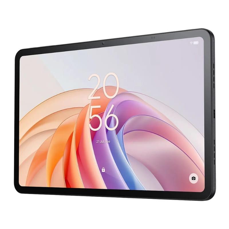 TCL TAB 11 FE 11 pulgadas gris con marco delgado, cámara frontal centrada y pantalla amplia; botones y rejilla de altavoz laterales, diseño moderno