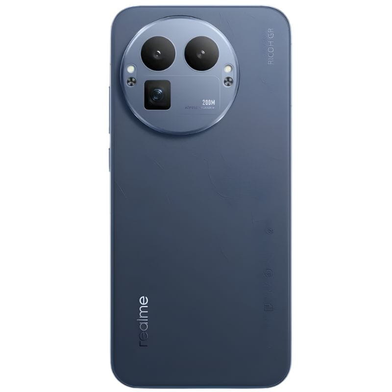 Realme GT 8 Pro 5G 12GB/256GB Azul com tela ampla de bordas finas, furo central para câmera frontal e laterais metálicas elegantes em tom azul escuro