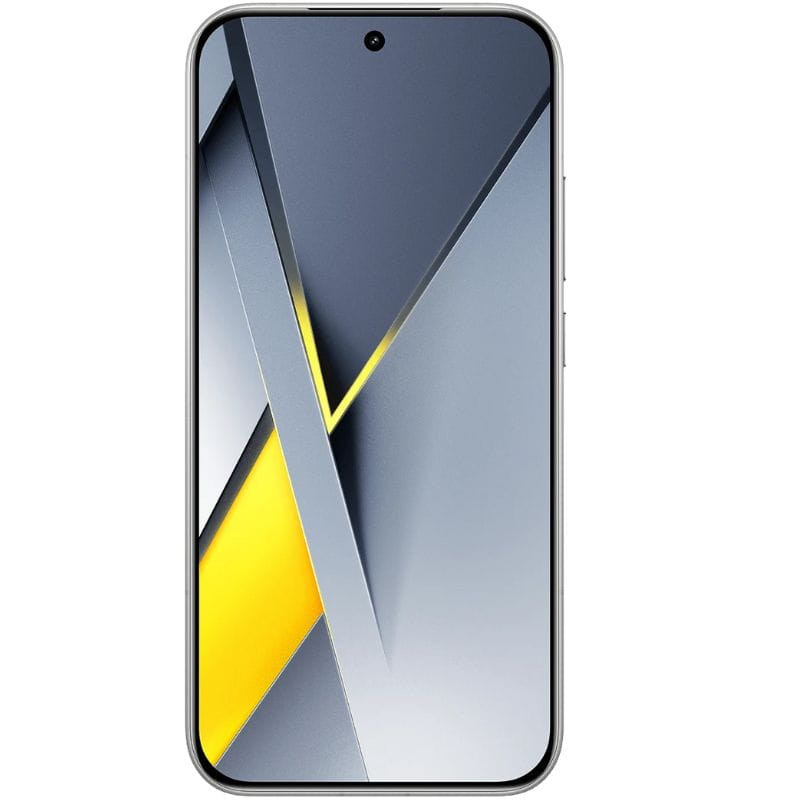 Xiaomi Poco F8 Pro 5G 12GB/512GB Plata con batería de 6210 mAh destacada sobre el interior del teléfono, chasis plateado y botones laterales visibles