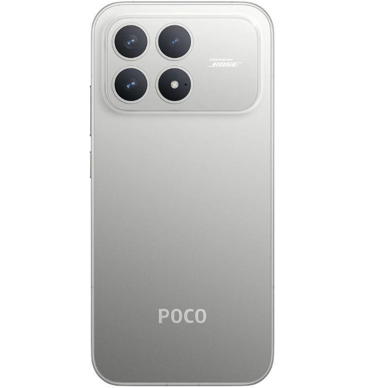 Xiaomi Poco F8 Pro 5G 12GB/512GB Plata con módulo de cámara cuádruple prominente, acabado metálico mate y detalle Sound by BOSE en la tapa trasera