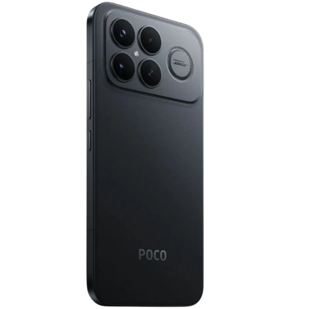 Xiaomi Poco F8 Ultra 5G 16GB/512GB negro con acabado mate, bordes rectos y módulo trasero con cuatro lentes grandes y flash integrado