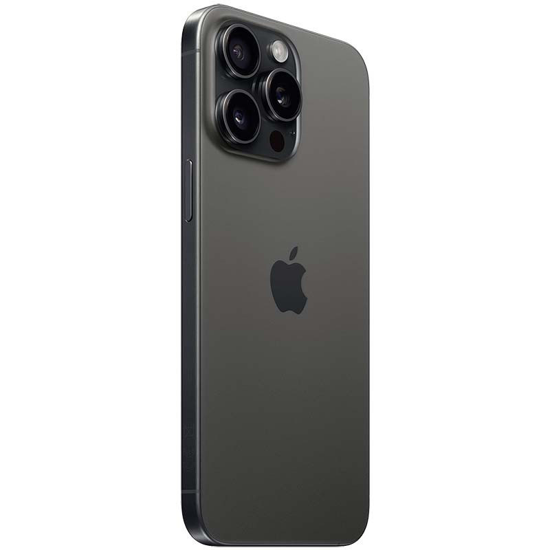 iPhone 15 Pro Max 5G 256 GB Titânio Preto recondicionado Premium, corpo em titânio escuro, módulo triplo de câmeras salientes e acabamento matte