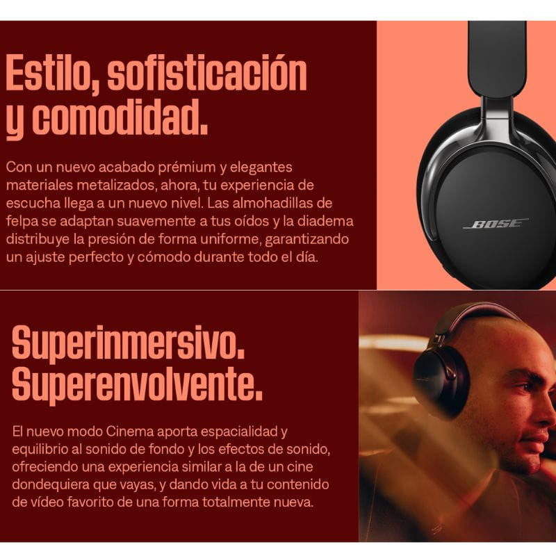 Bose QuietComfort Ultra 2e génération blancs, casque circum-aural élégant avec arceau rembourré, coques lisses, commandes latérales et port filaire