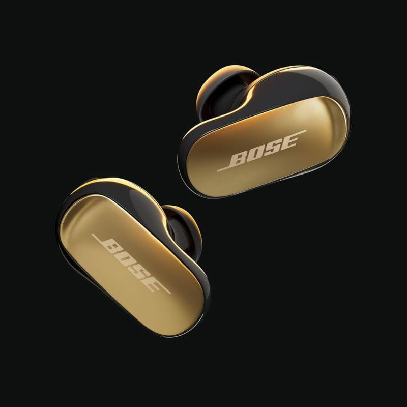 Bose QuietComfort Ultra 2e génération TWS Desert Gold Écouteurs Bluetooth en or et noir, design élégant, embouts intra-auriculaires compacts et brillants
