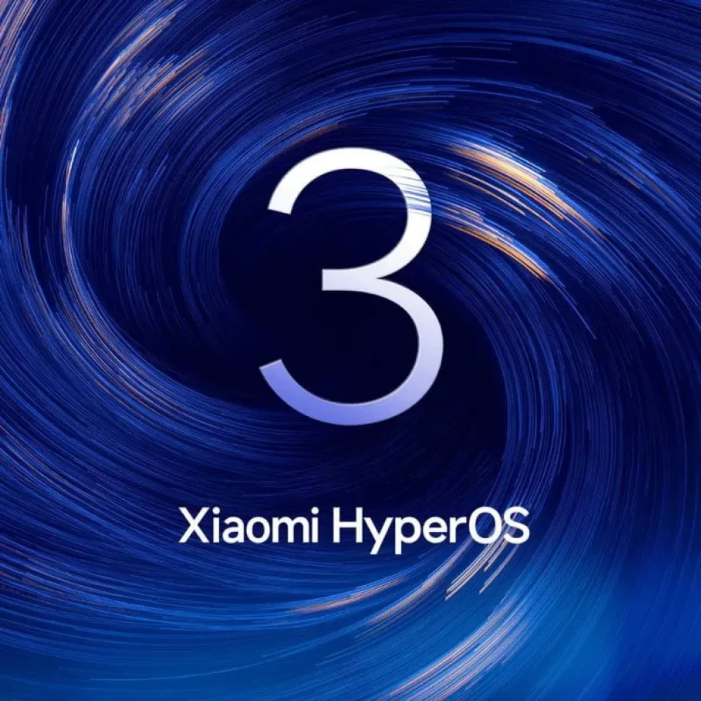 Xiaomi Poco F8 Ultra 5G 12GB 256GB Negro con pantalla que muestra el número 3 y el texto Xiaomi HyperOS sobre un fondo azul con remolinos luminosos