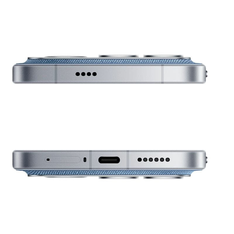 Xiaomi Poco F8 Ultra 5G 16Go/512Go Blue Denim, tranches en alu bleu texturé, module photo pro saillant, port USB‑C central, grilles audio symétriques